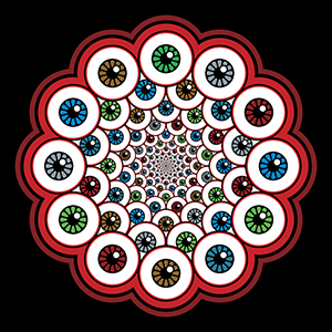 Digital Illustration of Eyes in Kaleidoscope Pattern by Howard Forbes
